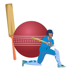 Cricket Batsman Cover Drive Ball and Bat Transparent Sticker